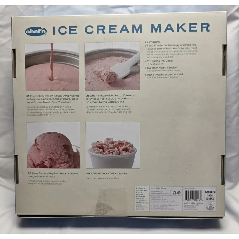 Sweet Spot by‎ Chef'n ICE CREAM MAKER - Rolled Ice Cream, Sorbet, New Open Box
